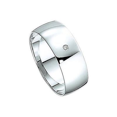Trauring FIRETTI "Schmuck Geschenk Gold Hochzeit Ehering Trauring "LIEBE" Gr. 17,5, weiß (weißgoldfarben), Fingerringe, 17,5, 0,01 ct SI = kleine Einschlüsse mit Brillant, Weißgold 375, 7mm, Made in Germany, wahlweise mit oder ohne Brillant Image