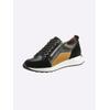 Sneaker HEINE, Damen, Gr. 41, gelb (schwarz, gelb), Leder, Glattleder, Veloursleder, Veloursleder, modisch, Schuhe