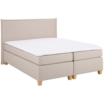 Boxspringbett HOME AFFAIRE "Houssay", beige, B:212cm L:205cm, Struktur fein (100% Polyester), Komplettbetten, Boxspringbett, inkl. Topper, 5 Breiten, 2 Härtegraden auch in Überlänge 220 cm Image