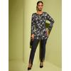 Strickjacke CREATION L, Damen, Gr. 52, schwarz (schwarz, champagner, gemustert), 50% Schurwolle, 30% Baumwolle, 20% Polyamid, gemustert, Langarm, Strickjacken
