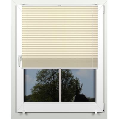 Plissee INDEKO "simple", beige (sand, weiß, weiß), B:64cm H:130cm, Obermaterial: 94% Polyester, 6% sonstige Fasern, Plissees, mit Klemmträgern, nach Maß Image