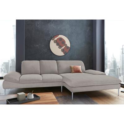 Ecksofa W.SCHILLIG "enjoy&MORE, Designsofa, elegant und bequem, L-Form", grau (stone r66), B:310cm H:87cm T:185cm, Chenille-Flachgewebe R66 (85% Polyester, 15% Nylon), Longlife Xtra-Leder Z59: Glattleder mit modischer Prägung. Hautstärke 0, 9 - 1, 1... Image