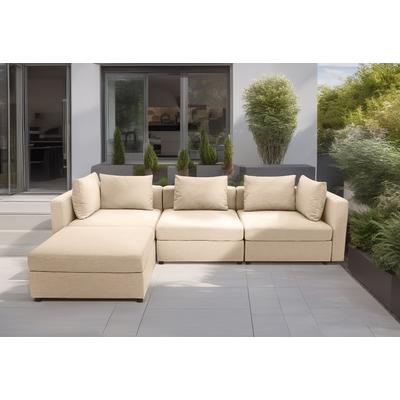 Sofa-Eckelement DOMO COLLECTION "Solskin, individuell erweiterbar/kombinierbar", beige, B:110cm H:80cm T:96cm, 100% solution dyed Acryl, Polsterelemente, mit losen Kissen. Rücken- und Seitenteile als Stecksystem. Image