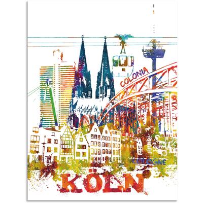 Leinwandbild ARTLAND "Köln Dom Grafik", bunt (farbe bild(er): bunt), B:45cm H:60cm T:1cm, Alu Dibond, Bilder, auf Keilrahmen gespannt Image