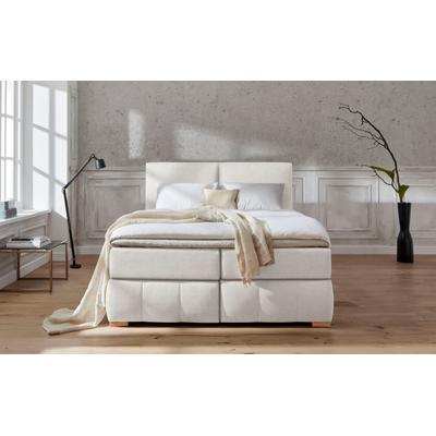Boxspringbett "Wehma", beige (natur), B:170cm L:233cm, Struktur fein (100% Polyester), GUIDO MARIA KRETSCHMER HOME & LIVING, Komplettbetten, Boxspringbett, inkl. Topper in 3 verschiedenen Matratzen, auch in Samtstoff Image