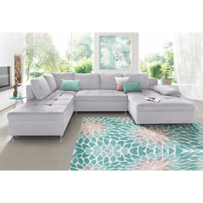 Wohnlandschaft SIT & MORE "Labene U-Form", silber, B:326cm H:82cm T:90cm, Struktur fein (95% Polyester, 5% Polyamid), Luxus-Microfaser ALTARA NUBUCK (100% Polyester), Kunstleder SOFTLUX / Struktur (100% Polyester), Struktur (100% Polyester), Sofas,... Image