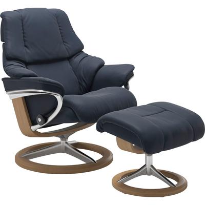 Relaxsessel STRESSLESS "Reno", blau (oxford blau paloma), B:83cm H:100cm T:76cm, Leder BATICK: BATICK ist ein leicht korrigiertes, durchgefärbtes und genarbtes Möbelleder, bei dem die meisten Unebenheiten und Spuren in der Regel entfernt wurden.,... Image