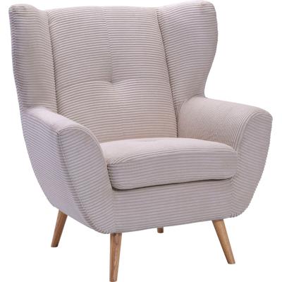 Sessel EXXPO - SOFA FASHION "ALVESTA, Ohrensessel, Loungesessel mit hohem Sitzkomfort", beige, B:90cm H:102cm T:90cm, Sessel, Einzelsessel, gemütliche Rückenlehne, mit Knopfheftung und hohen Holzfüßen, in Cord Image
