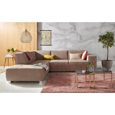 Ecksofa INOSIGN "Sapporo L-Form", braun (cappuccino), B:272cm H:78cm T:222cm, Struktur fein (100% Polyester), Luxus-Microfaser weich (90% Polyester, 10% Polyacryl), Struktur imprägniert (100% Polyester), Sofas, wahlweise Bettfunktion oder... Image