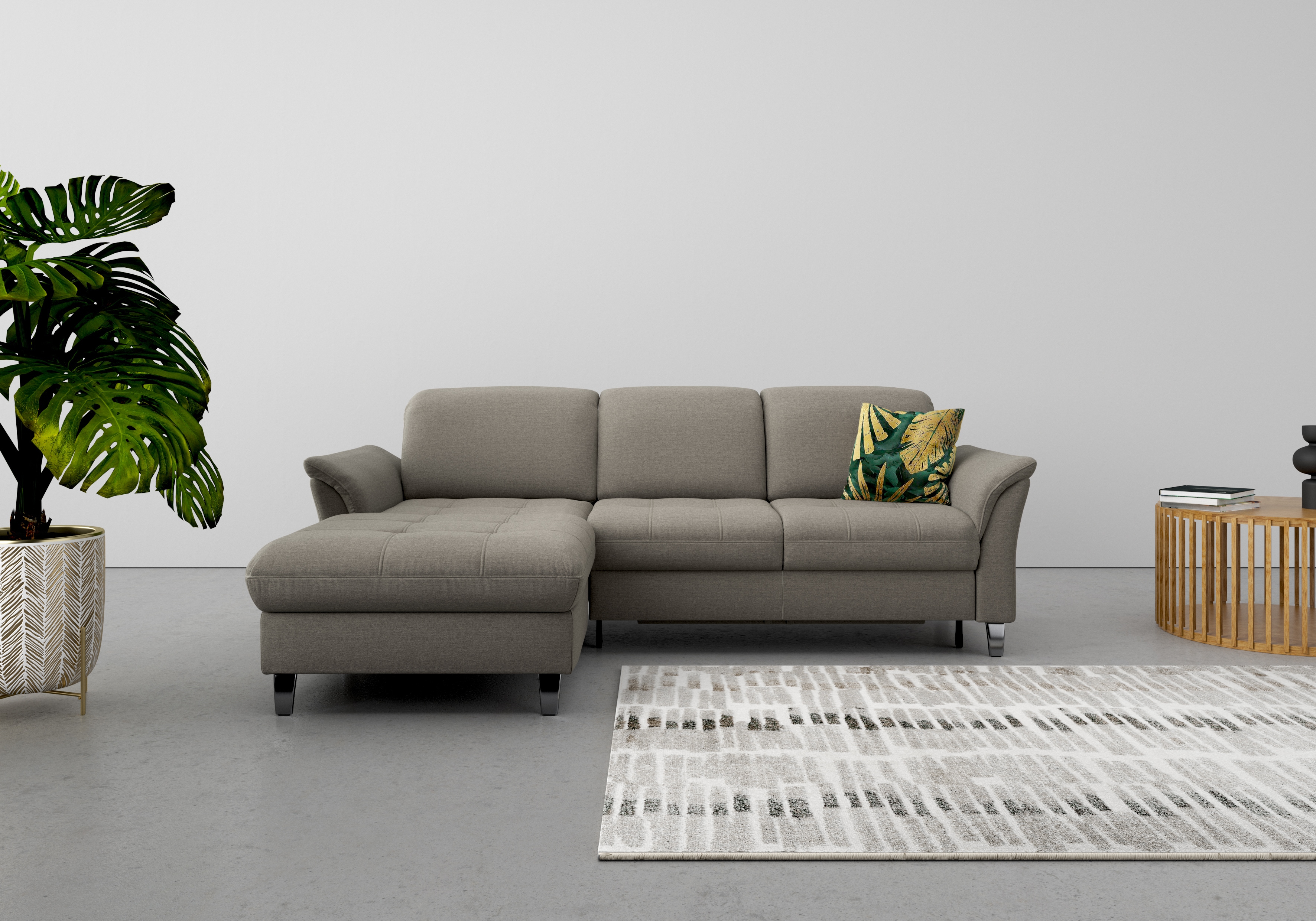 Ecksofa SIT & MORE "Maggiore L-Form", braun (schlamm), B:258cm T:173cm, 95% Polyester, 5% Polyamid, Sofas, wahlweise mit Kopfteilverstellung, Bettfunktion und Bettkasten