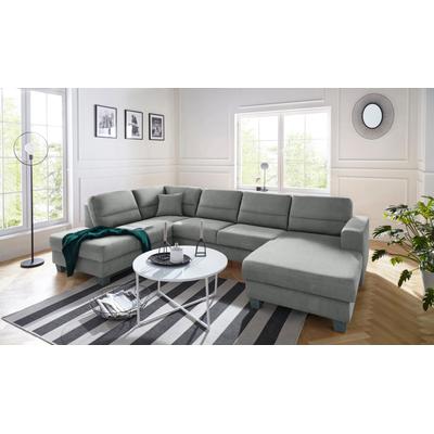Wohnlandschaft TRENDMANUFAKTUR "Chamber, zeitlos und modern, bequem, hoher Sitzkomfort, U-Form", grau (silbergrau), B:310cm H:85cm T:203cm, Sofas, wahlweise mit Schlaffunktion Image