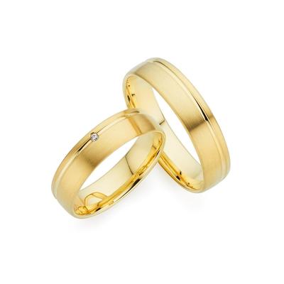 Trauring PHÖNIX "Schmuck Geschenk Gold 333 Trauring Ehering LIEBE versch. Varianten" Gr. 55, gold (gelbgoldfarben), Fingerringe, 55, 0,01 ct SI = kleine Einschlüsse mit Brillant, Gelbgold 333, 5,0mm, Made in Germany, wahlweise mit oder ohne Brillant Image