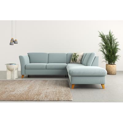 Ecksofa HOME AFFAIRE "Trelleborg L-Form", blau (aqua), B:252cm H:86cm T:213cm, 100% Polyester, Sofas, Federkern-Polsterung, wahlweise mit Bettfunktion und Stauraum Image