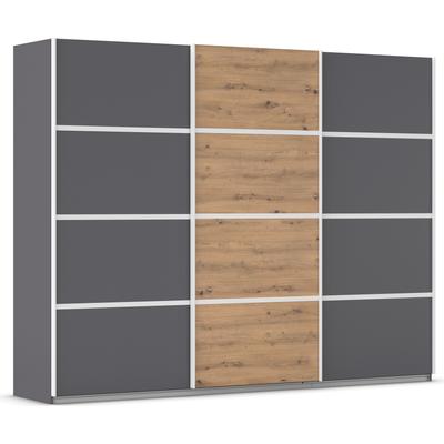 Kleiderschrank RAUCH "Schwebetürenschrank OTTO´s Choice Garderobe Schrank TOP ANGEBOT Avola", graumetallic, eiche artisan, leisten weiß, B:271cm H:229cm T:62cm, Holzwerkstoff, Schränke, mit eleganten Zierleisten in Chrom, Schwarz oder Weiß MADE IN... Image