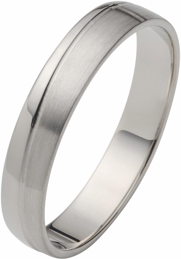 Trauring FIRETTI "Schmuck Geschenk Gold 375 Hochzeit Ehering "LIEBE" Gr. 22, weiß (weißgoldfarben), Fingerringe, 22, ohne Brillanten, Weißgold 375, 4mm, Made in Germany, wahlweise mit oder ohne Brillanten Image