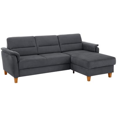 Ecksofa HOME AFFAIRE "Palmera L-Form", grau, B:244cm H:89cm T:163cm, 100% Polyester, Struktur (100% Polyester), Luxus-Microfaser in Lederoptik (100% Polyester), Sofas, Federkern, wahlweise mit Bettfunktion und mit/ohne Bettkasten Image