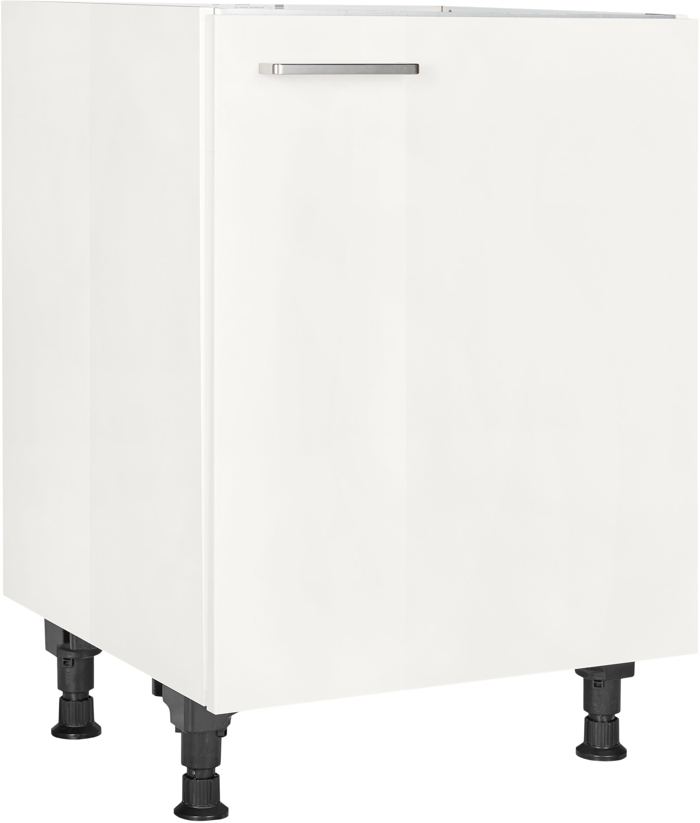 Spülenschrank NOBILIA "Flash", Ausrichtung wählbar, vormontiert, in den Breiten", weiß (front: lacklaminat alpinweiß hochglanz, korpus: alpinweiß glanz), B:60cm H:87cm T:58,3cm, Schränke, 45 und 60 cm, mit höhenverstellbaren Sockelfüßen Image