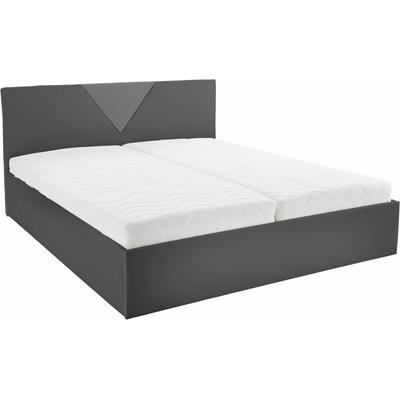 Polsterbett "Malibu", schwarz-weiß (weiß, schwarz), B:172cm L:212cm, Bezug Bett: Kunstleder, Bonnell-Federkernmatratze: 51% Polypropylen, 39% Polyester und 10% Baumwolle, Kaltschaummatratze: 100% Polyester, Bezug abnehm- und waschbar bis 60u00b0C,... Image