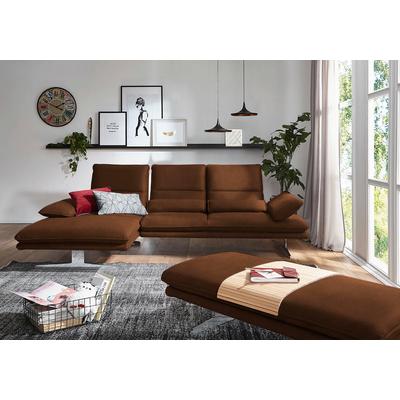 Ecksofa W.SCHILLIG "broadway, Designsofa mit tollem Sitzkomfort, L-Form", braun (tabacco z69), B:291cm H:94cm T:164cm, Longlife Xtra-Leder Z69: Das feinnarbige, gedeckte Softleder Z69 besticht durch seine außergewöhnliche Weichheit im trendigen... Image