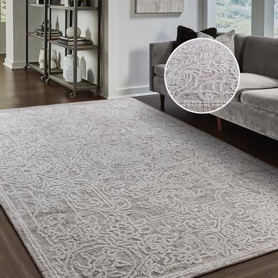 Wollteppich MY HOME "Umea, handgewebt, Wolle, Hoch-Tief-Struktur" Gr. 3, beige (creme meliert), B:120cm H:14mm L:180cm, Wolle, Teppiche, einfarbig, Wolle, Teppich, Wohnzimmer, Schlafzimmer, Esszimmer Image