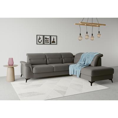 Ecksofa SIT & MORE "Sinatra L-Form", grau (fango), B:251cm H:85cm T:220cm, 100% Polyester, Sofas, mit Ottomane, optional mit Kopfteilverstellung und Armteilfunktion Image