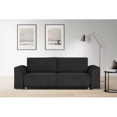 3-Sitzer INOSIGN "BEATRICE auch als Schlafsofa mit Bettkasten, B/T/H 250/107/92 cm", grau (anthrazit), B:250cm H:92cm T:107cm, 100% Polyester, Sofas, wahlweise mit Bettfunktion, incl. 2 Zierkissen, Wellenfederung, Topseller Image