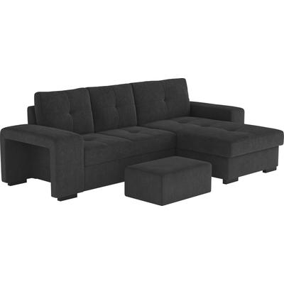 Ecksofa COTTA "Mattina L-Form", schwarz, B:268cm H:73cm T:156cm, 100% Polyester, Sofas, mit Hocker, wahlweise mit Bettfunktion & Bettkasten Image
