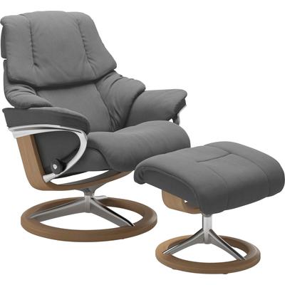 Relaxsessel STRESSLESS "Reno", grau (dunkelgrau dinamica), B:79cm H:99cm T:75cm, Leder BATICK: BATICK ist ein leicht korrigiertes, durchgefärbtes und genarbtes Möbelleder, bei dem die meisten Unebenheiten und Spuren in der Regel entfernt wurden.,... Image