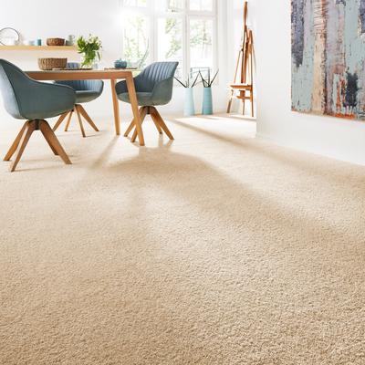 Teppichboden ANDIAMO "Softness, Velours, Made in Belgium", beige, B:400cm H:17mm L:200cm, Kunstfaser, Teppiche, Uni Farben, Breite 400 cm, besonders weich, Wohnzimmer, Schlafzimmer Image
