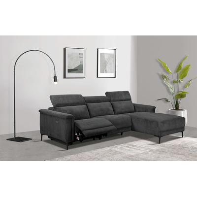 Ecksofa HOME AFFAIRE "Lund in Cord, L-Form, 261 cm, manuelle und elektr. Relaxfunktion", grau (anthrazit), B:261cm H:97cm T:179cm, 100% Polyester, Sofas, USB-A und Kopfteilverstellung, Topseller Image