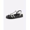 Sandale HEINE, Damen, Gr. 38, silber (silberfarben, schwarz), Leder, Glattleder, Rindsleder, modisch, Schuhe
