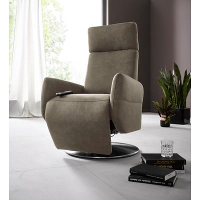 Relaxsessel PLACES OF STYLE "Kobra", grau (taupe), B:71cm H:110cm T:82cm, NaturLEDER (echtes Rindsleder), Luxus-Kunstleder, Luxus-Microfaser Vintageoptik (100% Polyester), Sessel, Fernsehsessel Ledersessel Relaxsessel, in Größe M, wahlweise mit... Image