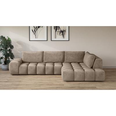 Ecksofa INOSIGN "AZITA Designsofa, elegant und bequem L-Form, Bubble-Optik", grau (taupe), B:352cm H:72cm T:210cm, 100% Polyester, Sofas, lose Rückenkissen, traumhafte Steppung, Maße B/T/H: 352/210/72 cm, Topseller Image