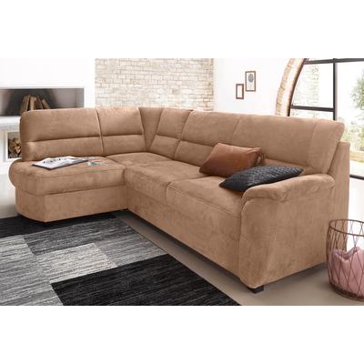 Ecksofa SIT & MORE "Pandora L-Form", braun, B:251cm H:91cm T:176cm, Luxus-Microfaser ALTARA NUBUCK (100% Polyester), Luxus-Microfaser ALTARA NUBUCK (100% Polyester), Luxus-Microfaser (100% Polyester), Sofas, wahlweise mit Bettfunktion und Bettkasten Image