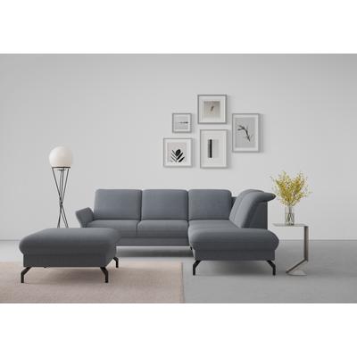 Ecksofa SIT & MORE "Fashion L-Form", blau (blaugrau), B:250cm H:84cm T:207cm, Sofas, wahlweise mit Kopfteilverstellung und Vorziehsitz, motorisch Image