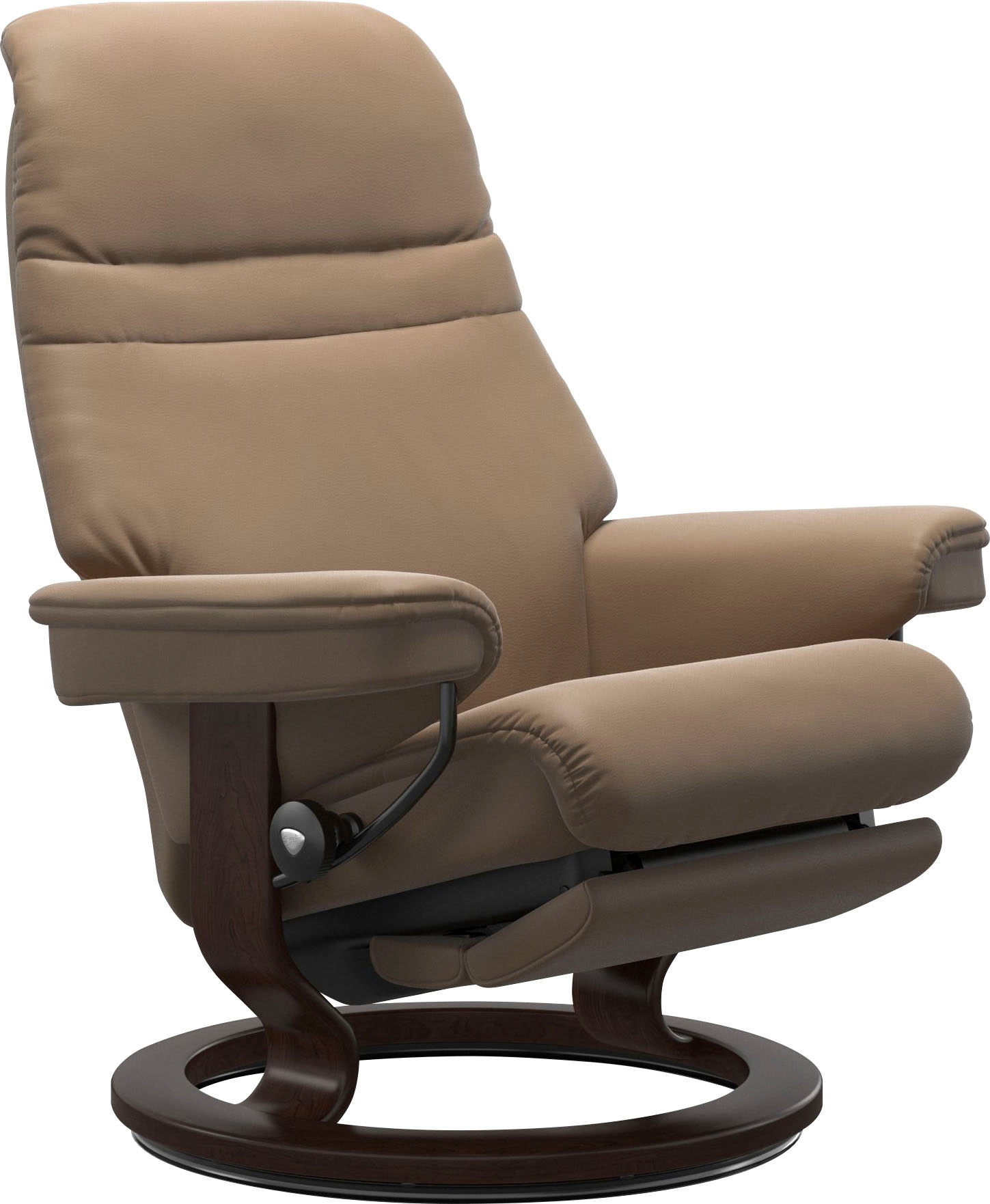 Relaxsessel STRESSLESS "Sunrise", braun (almond paloma), B:79cm H:103cm T:78cm, Leder BATICK: BATICK ist ein leicht korrigiertes, durchgefärbtes und genarbtes Möbelleder, bei dem die meisten Unebenheiten und Spuren in der Regel entfernt...