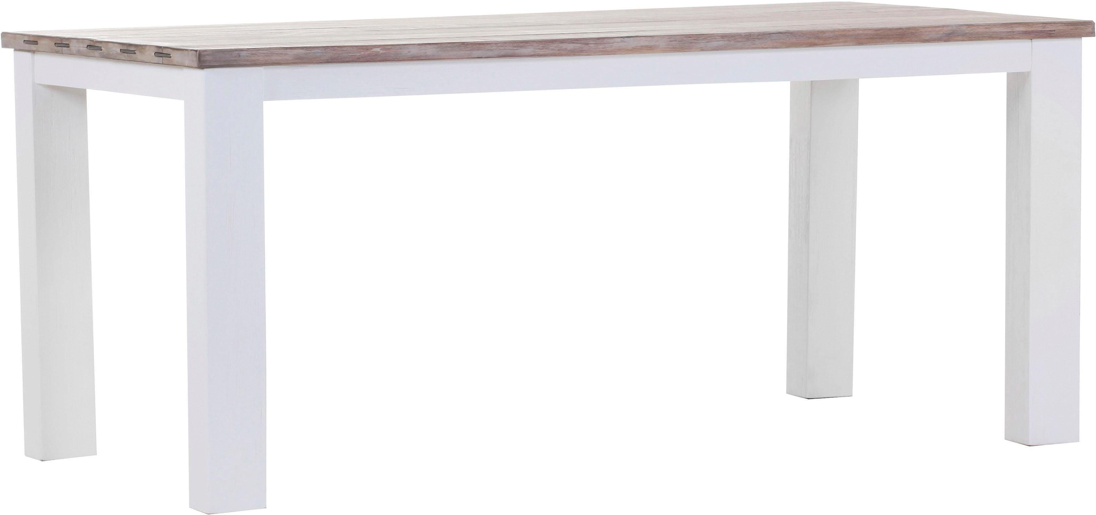 Esstisch GUTMANN FACTORY "Tampa", weiß (weiß, natur, weiß, natur), B:180cm H:78cm T:90cm, Tische, in Vintage Optik