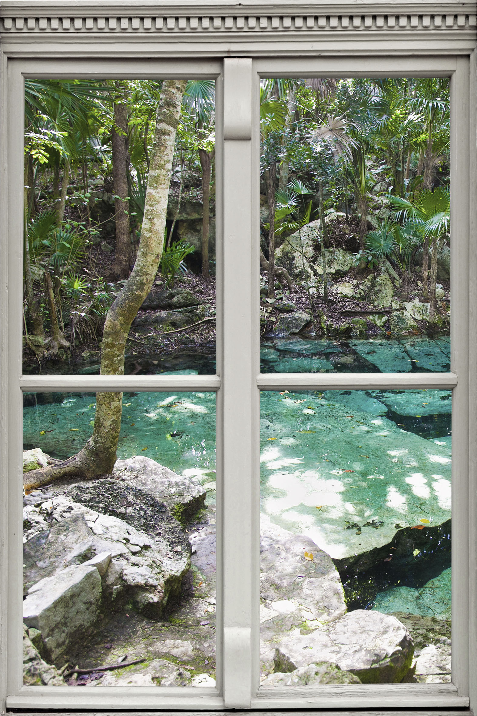 Wandsticker QUEENCE "Bach", beige (natur), B:40cm H:60cm T:0,1cm, Wandtattoos, Wandsticker, Wandbild, selbstklebend, 3D, Fenster