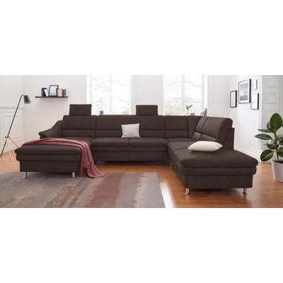 Wohnlandschaft SIT & MORE "Cardoso U-Form", braun (dunkelbraun), B:324cm H:90cm T:90cm, Luxus-Microfaser 1 (100% Polyester), Luxus-Microfaser 2 (100% Polyester), Luxus-Microfaser ALTARA NUBUCK (100% Polyester), Sofas, mit Federkern und Kopfstützen,... Image