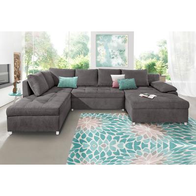 Wohnlandschaft SIT & MORE "Labene U-Form", grau (fango), B:326cm H:82cm T:90cm, Struktur fein (95% Polyester, 5% Polyamid), Luxus-Microfaser ALTARA NUBUCK (100% Polyester), Kunstleder SOFTLUX / Struktur (100% Polyester), Struktur (100% Polyester),... Image
