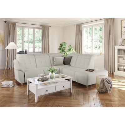 Ecksofa HOME AFFAIRE "Boston L-Form", weiß (reinweiß), B:272cm, Struktur (100% Polyester), Luxus-Microfaser Florence (100% Polyester), Chenille (100% Polyester), NaturLEDER (reines Rindsleder), Sofas, Kopfteilverstellung an jeder Sitzfläche,... Image