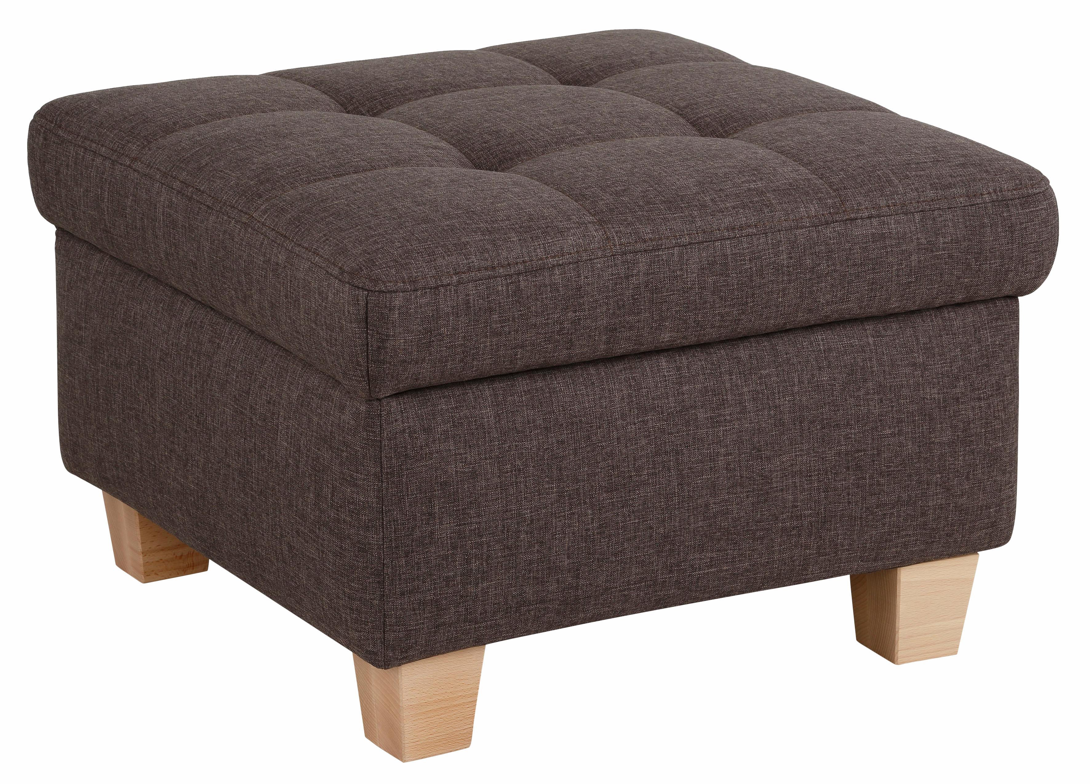 Hocker HOME AFFAIRE "Corby", braun (mittelbraun), B:64 H:43 T:64, Struktur fein (100% Polyester);Chenille (100% Polyester);NaturLEDER (echtes Rindsleder) auf Sitzfläche, Kunstleder im Korpus;Melrose (100% Polyester), Hocker, Polsterhocker Image