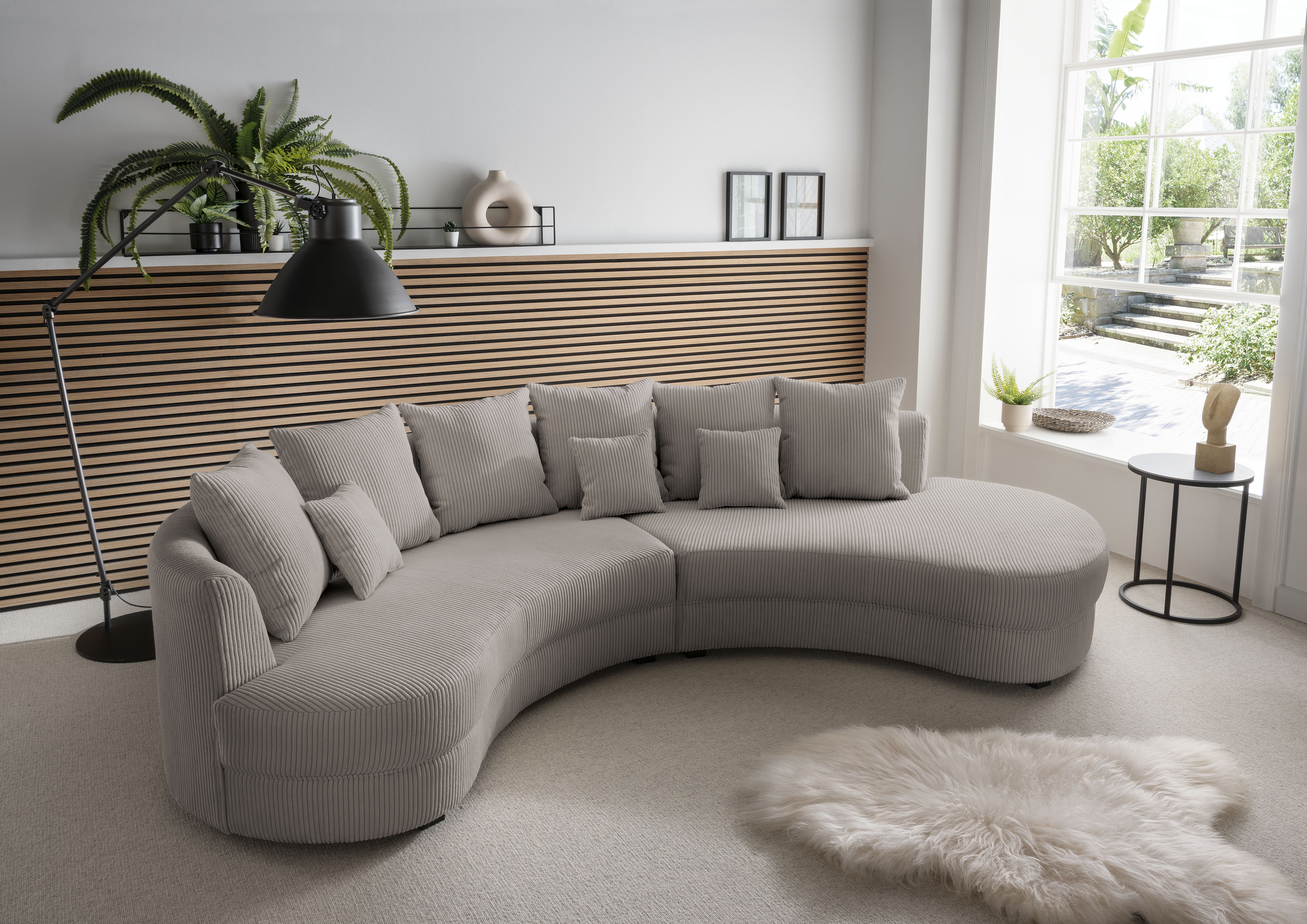 Ecksofa HOME AFFAIRE "Limoncello organische Formensprache, OTTOs Choice, L-Form", grau (grau, braun), B:287cm H:76cm T:160cm, 100% Polyester, Sofas, Ecksofa, ergonomische Form