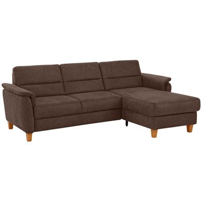 Ecksofa HOME AFFAIRE "Palmera L-Form", braun (dunkelbraun), B:244cm H:89cm T:163cm, 100% Polyester, Struktur (100% Polyester), Luxus-Microfaser in Lederoptik (100% Polyester), Sofas, Federkern, wahlweise mit Bettfunktion und mit/ohne Bettkasten Image