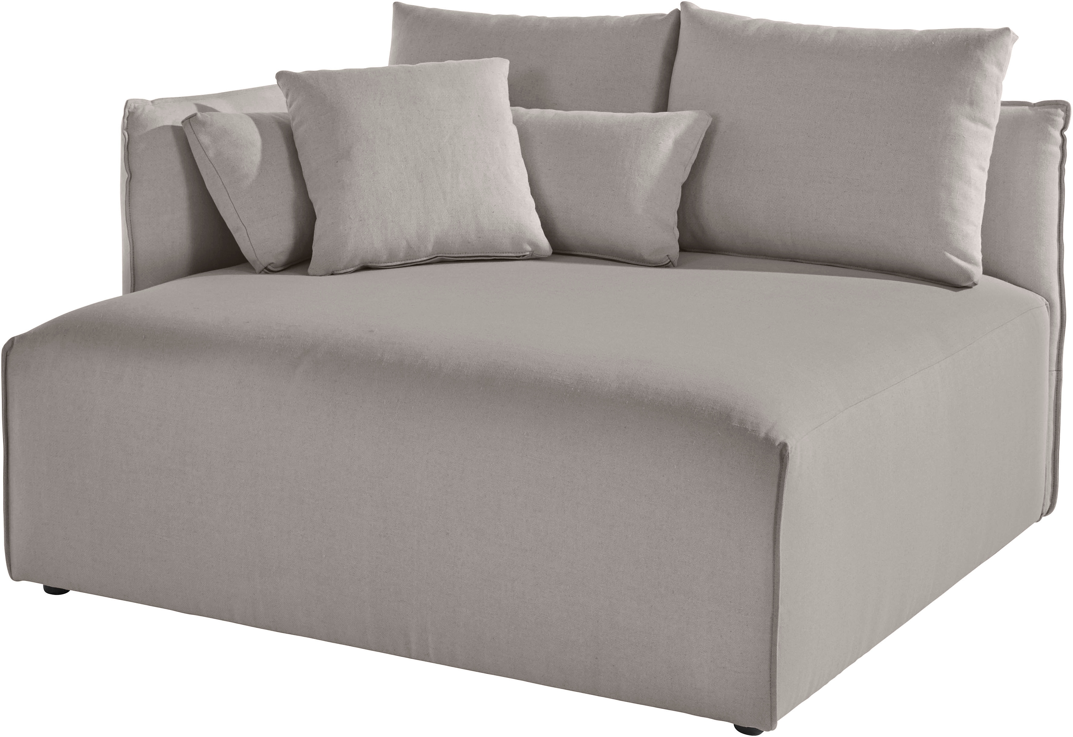 Ottomane OTTO HOME "Nöre", grau (hellgrau), B:138cm H:86cm T:128cm, 60% Baumwolle/40% Leinen, Sofas, Ottomane, kurzes Lounge-Modul - zum Zusammenstellen, Breite 138 cm, Tiefe 128 cm