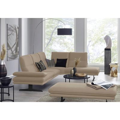 Ecksofa W.SCHILLIG "broadway, Designsofa, toller Sitzkomfort, zeitlos, elegant, L-Form", braun (stone z59), B:284cm H:94cm T:224cm, Longlife Xtra-Leder Z59: Glattleder mit modischer Prägung. Hautstärke 0, 9 - 1, 1 mm, Sofas, Sitztiefenverstellung,... Image