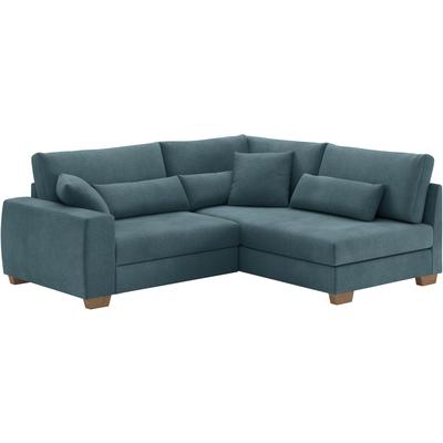 Ecksofa MR. COUCH "Helena L-Form, bis 140 kg belastbar", blau (memphis 13 petrol), B:227cm H:68cm T:190cm, Memphis (Grundgewebe - 100% Polyester; Nutzschicht- 90% Polyester / 10% Polyamide), Sofas, mit Taschenfederkern, wahlweise mit Bettfunktion Image