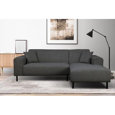 Ecksofa HOME AFFAIRE "ARROS L-Form mit Wellenunterfederung, Maße B/T/H: 235/163/81 cm", grau (dunkelgrau), B:235cm H:81cm T:163cm, 100% Polyester, Sofas, incl. Zierkissen, mit Recamiere rechts/links bestellbar, auch in Cord Image