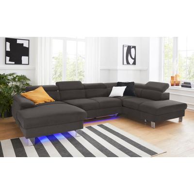 Wohnlandschaft COTTA "Komaris U-Form mit Kopfteilverstellung", braun, B:320cm, Microfaser PRIMABELLE (100% Polyester), Kunstleder SOFTLUX, Feinstruktur (100% Polyester), Kunstleder SOFTLUX/Struktur (100% Polyester), NaturLEDER, Sofas, wahlweise mit... Image