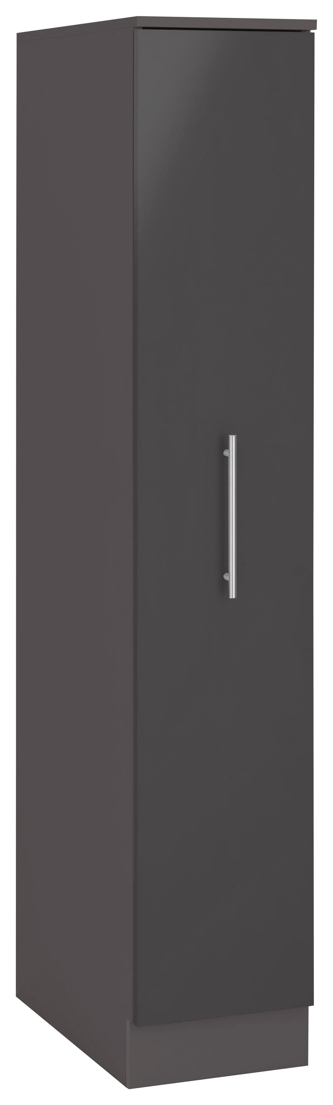 Apothekerschrank WIHO KÜCHEN "Cali", schwarz (front: anthrazit glanz, korpus: anthrazit matt), B:30cm H:165cm T:57cm, Schränke, Apothekerschrank, Auszug mit 4 Ablagefächern